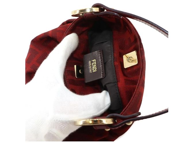 Borsa Fendi Zucca rossa in pelle e tela Rosso - vista 8