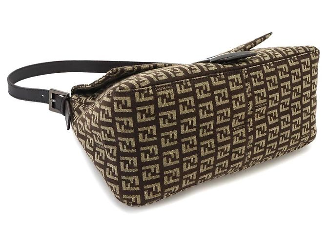 Borsa a spalla Fendi Zucchino Mamma Baguette Marrone - vista 4