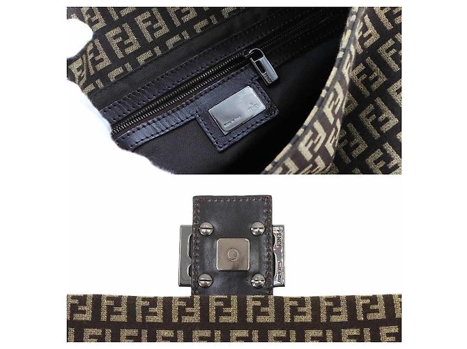 Borsa a spalla Fendi Zucchino Mamma Baguette Marrone - vista 8