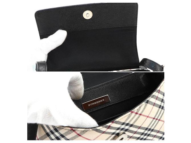 Burberry Nova Check Schultertasche Schwarz Beige - Ansicht 7