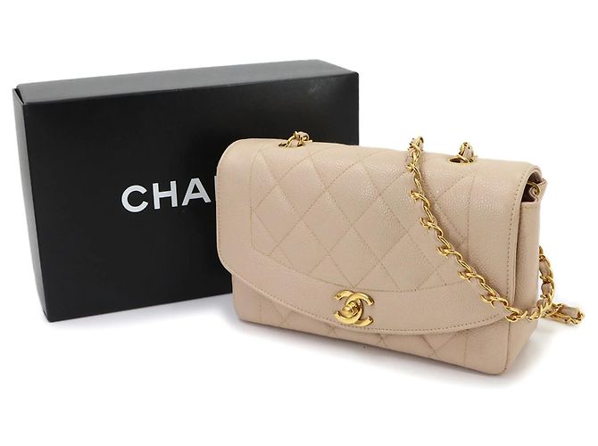 Chanel Diana Matelasse 22 Schultertasche mit Kette Beige - Ansicht 2