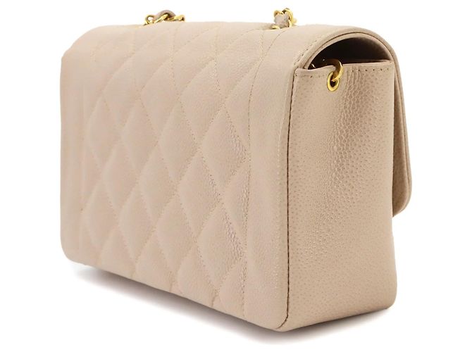 Chanel Diana Matelasse 22 Schultertasche mit Kette Beige - Ansicht 4
