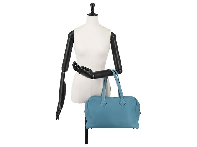Hermès Borsa a mano Hermes Victoria 35 Blu - vista 10