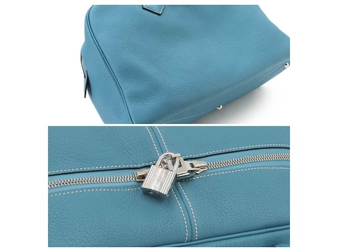 Hermès Borsa a mano Hermes Victoria 35 Blu - vista 9