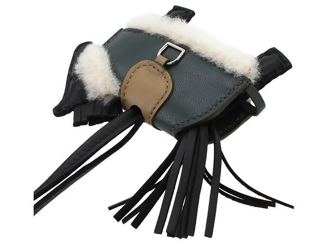 Hermès Hermes Rodeo Robeo Pluch PM Accessory Bag Charm Noir Beige Vert clair - vue 4