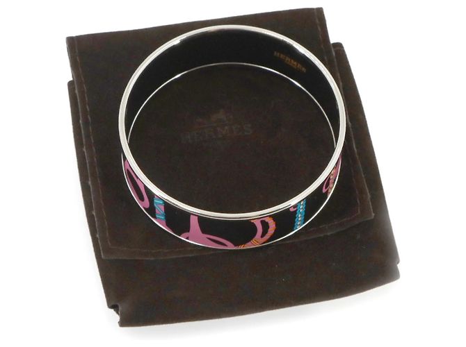 Hermès Bracciale Hermes Email GM Nero Argento Multicolore - vista 2
