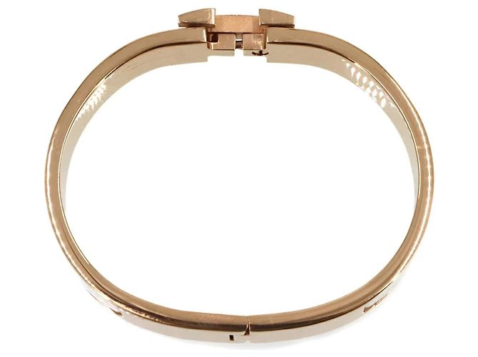 Hermès Hermes Clic H PM Armreif in Weiß und Roségold Golden - Ansicht 3
