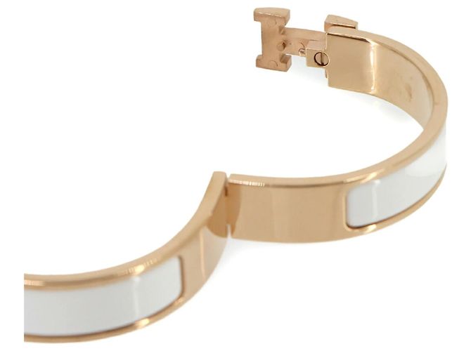 Hermès Hermes Clic H PM Armreif in Weiß und Roségold Golden - Ansicht 4