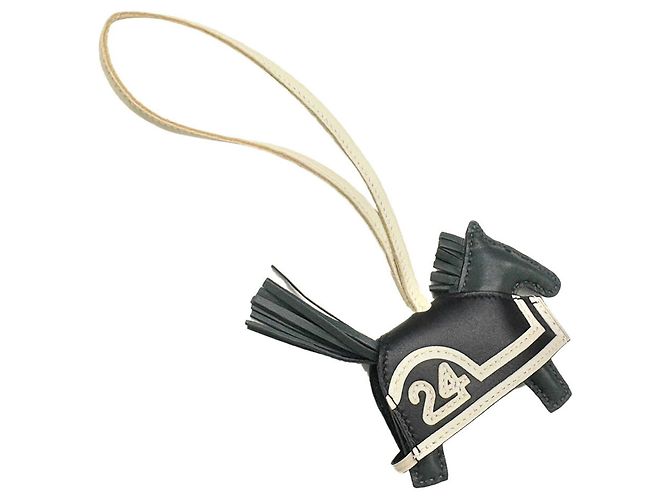 Hermès Hermes Rodeo Robeo 24 PM Handbag Charm Schwarz Roh Hellgrün - Ansicht 3