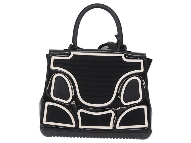 Delvaux Champion Brillant Top Handle PVC and Rubber MM Nero - vista 2
