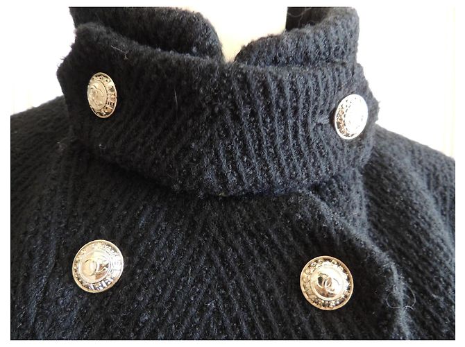 Chanel Abrigo Cabán Lana Alpaca Negro Talla 42 - vista 2