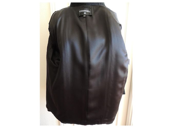 Chanel Abrigo Cabán Lana Alpaca Negro Talla 42 - vista 4