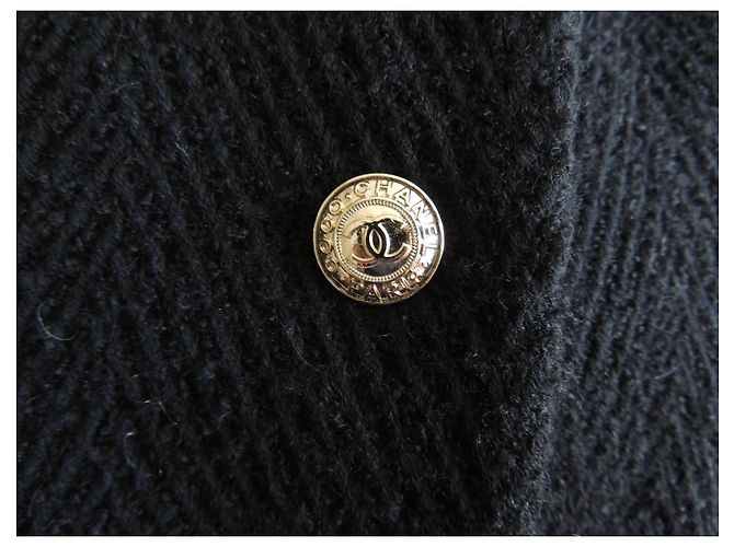 Chanel Abrigo Cabán Lana Alpaca Negro Talla 42 - vista 5