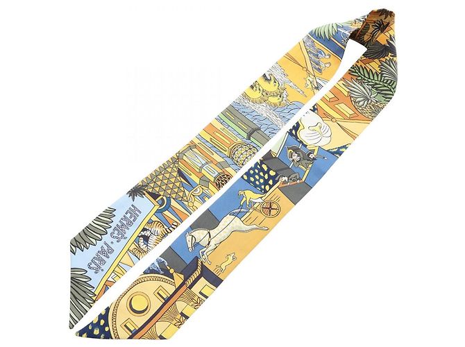 Hermès Twilly Animapolis Ribbon Scarf Multicolor Verde Amarillo - vista 2
