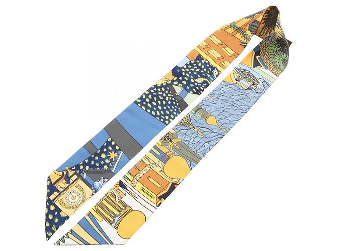 Hermès Twilly Animapolis Ribbon Scarf Multicolor Verde Amarillo - vista 3