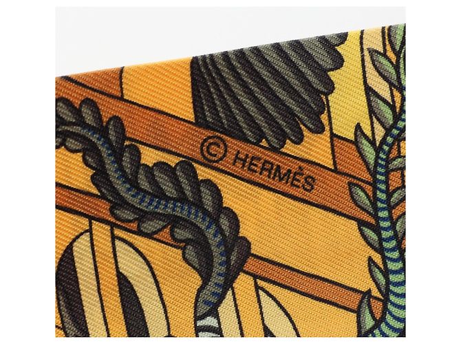 Hermès Twilly Animapolis Ribbon Scarf Multicolor Verde Amarillo - vista 4
