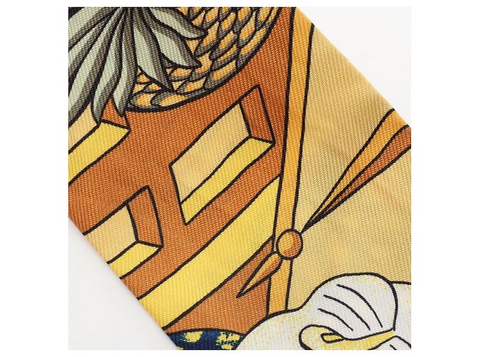 Hermès Twilly Animapolis Ribbon Scarf Multicolor Verde Amarillo - vista 6