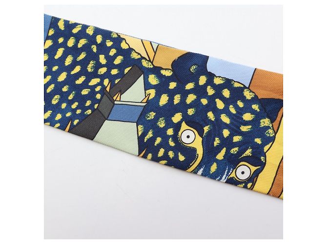 Hermès Twilly Animapolis Ribbon Scarf Multicolor Verde Amarillo - vista 7