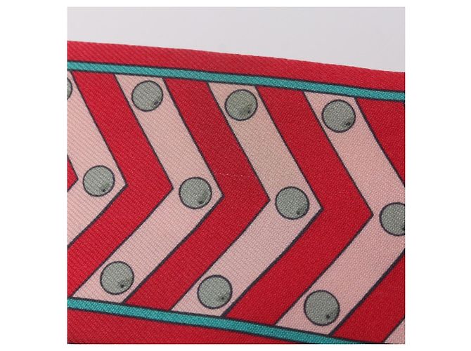 Hermès Hermes Twilly Colliers et chiens Silk Scarf Rosa Verde - vista 6