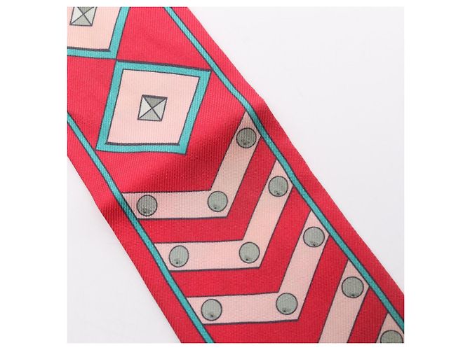 Hermès Hermes Twilly Colliers et chiens Silk Scarf Rosa Verde - vista 7