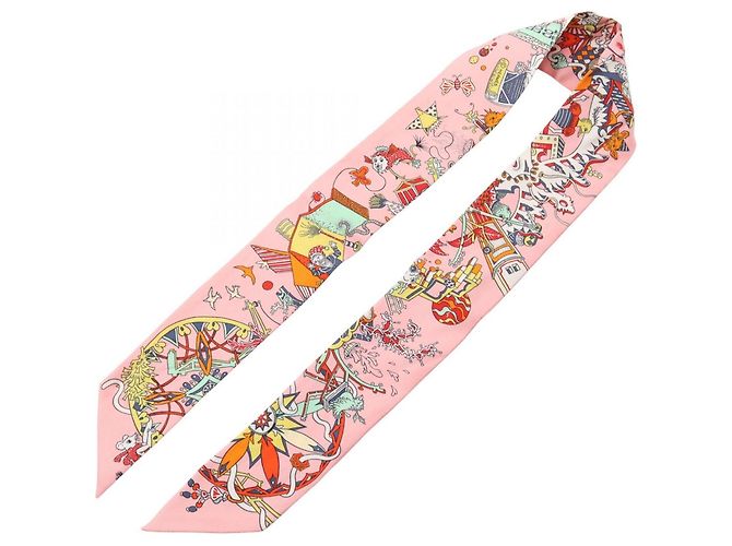 Hermès Hermes Twilly LA FOLLE PARADE Seidentuch Pink Mehrfarben - Ansicht 3