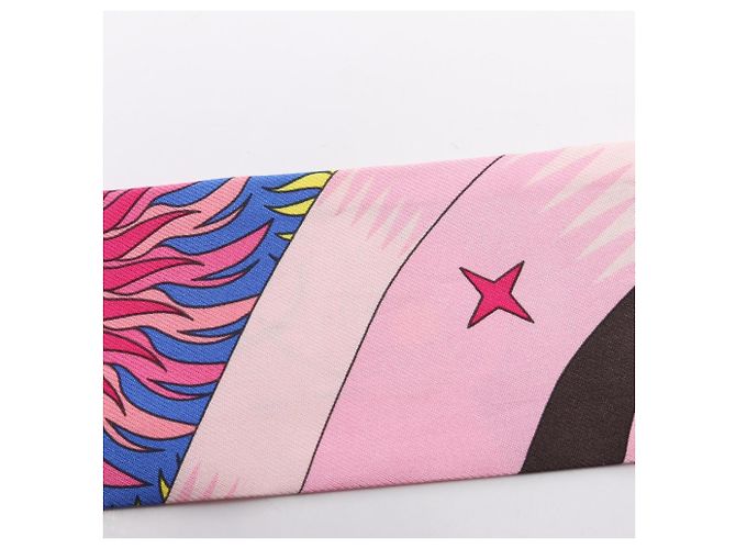 Hermès Hermes Twilly LA SOURCE DE PEGASE Ribbon Scarf Rosa Multicolore - vista 6