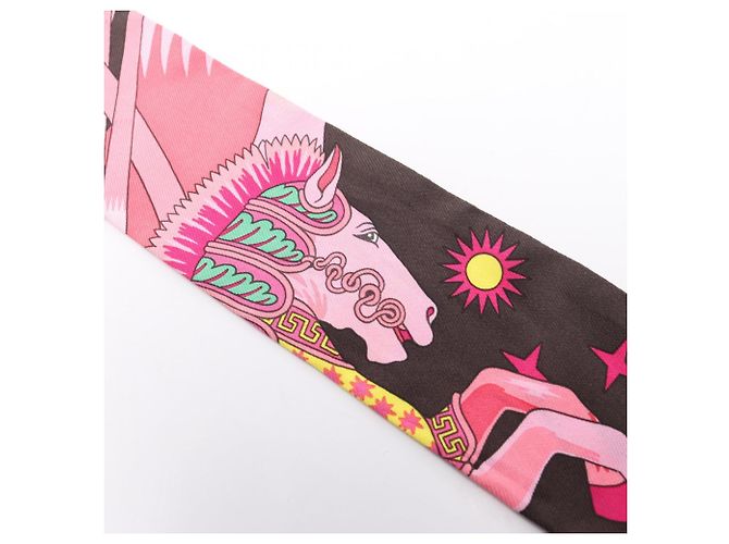 Hermès Hermes Twilly LA SOURCE DE PEGASE Ribbon Scarf Rosa Multicolore - vista 9
