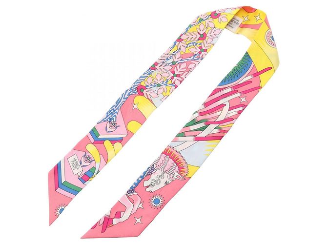 Hermès Foulard di seta Hermes Twilly LA SOURCE DE PEGASE Rosa Multicolore - vista 2