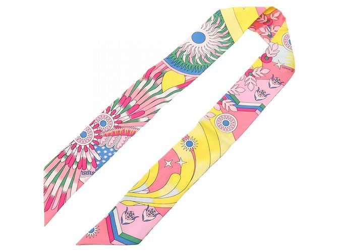 Hermès Foulard di seta Hermes Twilly LA SOURCE DE PEGASE Rosa Multicolore - vista 3