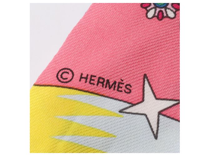 Hermès Foulard di seta Hermes Twilly LA SOURCE DE PEGASE Rosa Multicolore - vista 4