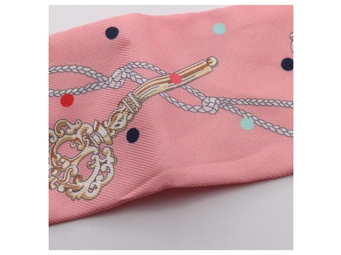 Hermès Twilly Les Cles a Pois Ribbon Scarf Rosa - vista 6