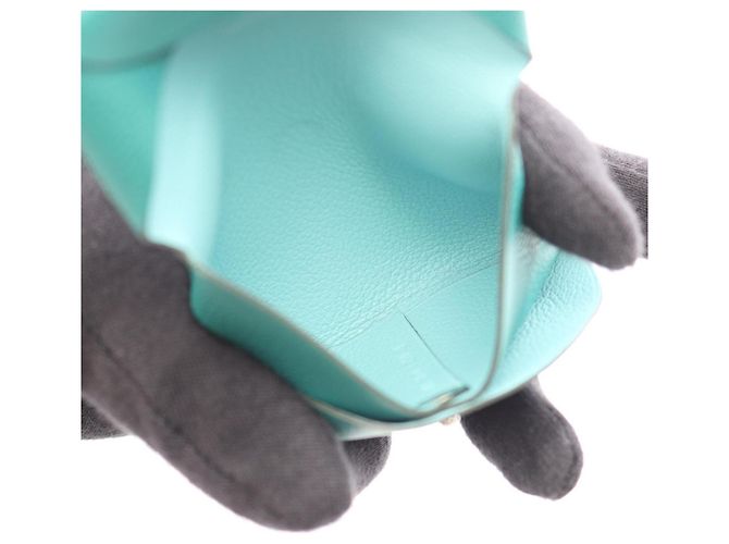 Hermès Hermes Bastia Verso Münzbeutel Blau Grün - Ansicht 3