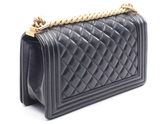 Borsa a tracolla Chanel Boy in pelle di vitello martellata nera Nero - vista 2