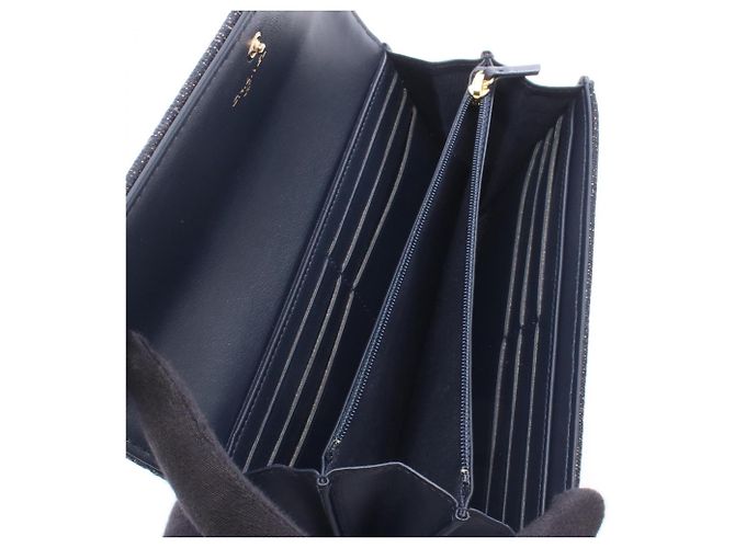Chanel Deauville Long Flap Wallet Marineblau - Ansicht 3