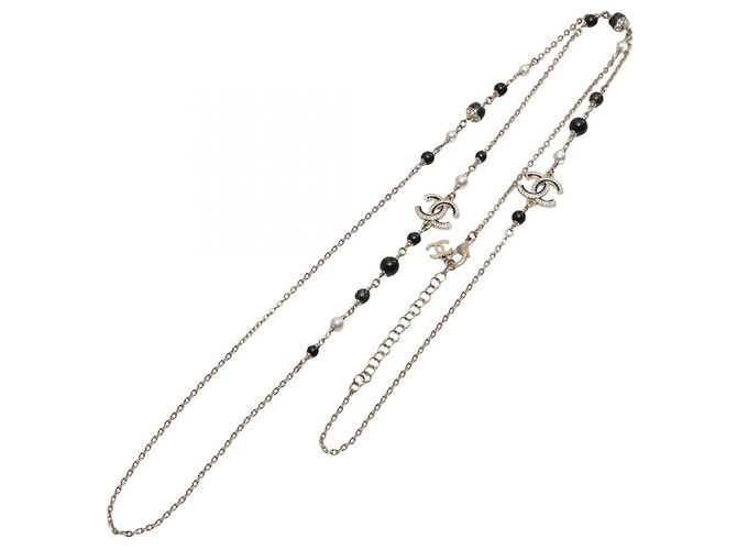 Collar Chanel C25B Coco Mark Negro Blanco Dorado - vista 2