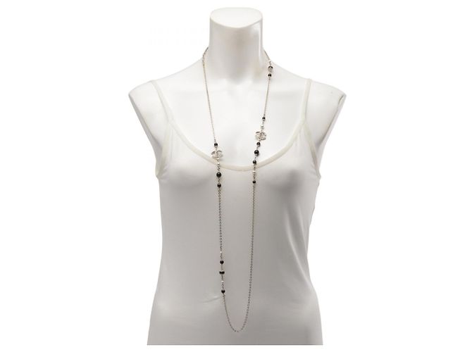 Collar Chanel C25B Coco Mark Negro Blanco Dorado - vista 5