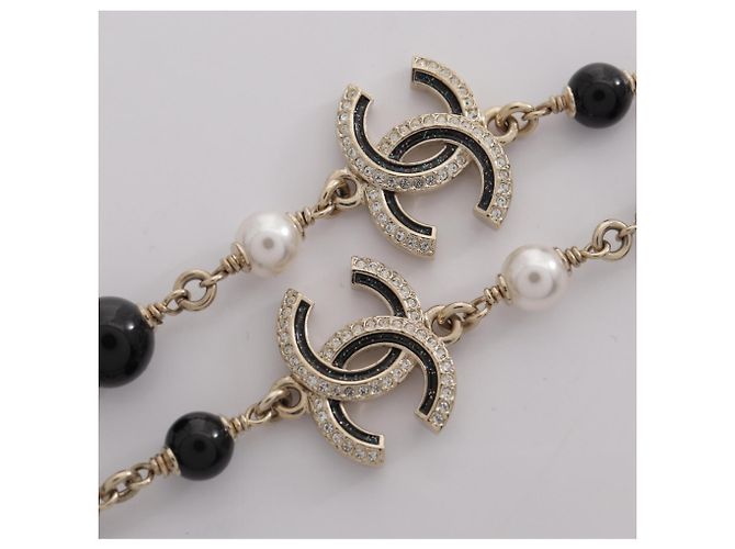 Collar Chanel C25B Coco Mark Negro Blanco Dorado - vista 6