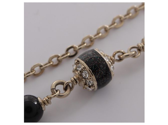 Collar Chanel C25B Coco Mark Negro Blanco Dorado - vista 7