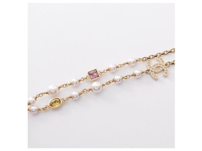 Collier pendentif long Chanel I26C Coco Mark Multicolore Doré - vue 7
