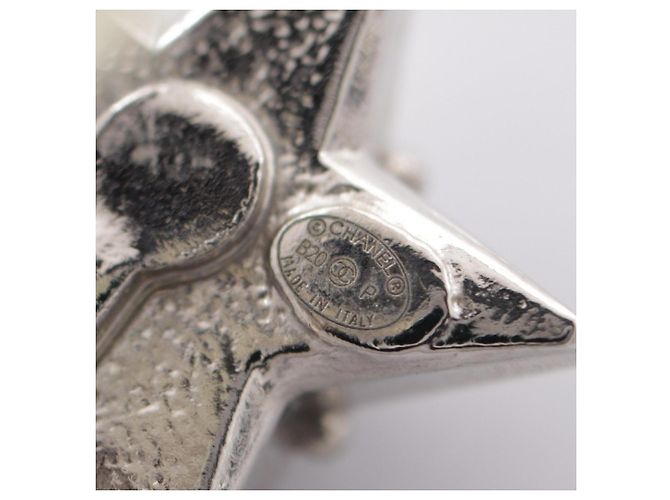Timeless Chanel Coco Mark Star Swing B20P Clip Earrings Silvery White - view 3