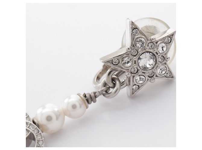 Timeless Chanel Coco Mark Star Swing B20P Clip Earrings Silvery White - view 6