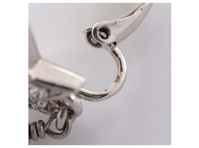 Timeless Chanel Coco Mark Star Swing B20P Clip Earrings Silvery White - view 7