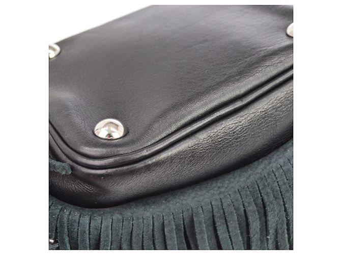 Autre Marque Saint Laurent Fringe Emmanuelle Bucket Studded Leather Small Noir - vue 6