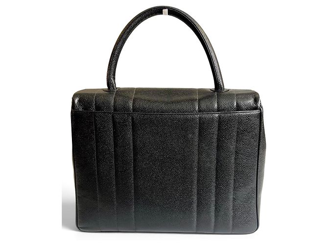 Classique Chanel Jumbo Kelly Sac à Rabat Vertical Cuir Caviar Noir Bijouterie dorée - vue 5