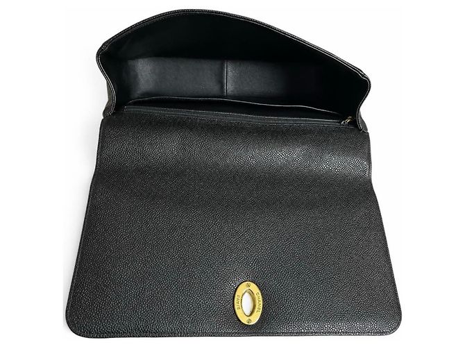 Classique Chanel Jumbo Kelly Sac à Rabat Vertical Cuir Caviar Noir Bijouterie dorée - vue 9