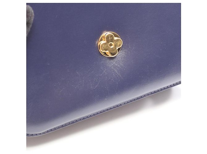 Borsa a tracolla Louis Vuitton in pelle blu navy - vista 7