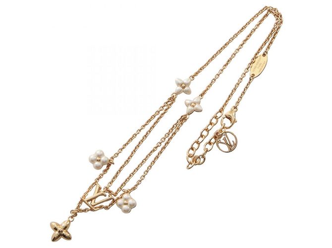 Colar Louis Vuitton LV Floragram Branco Dourado - vista 3