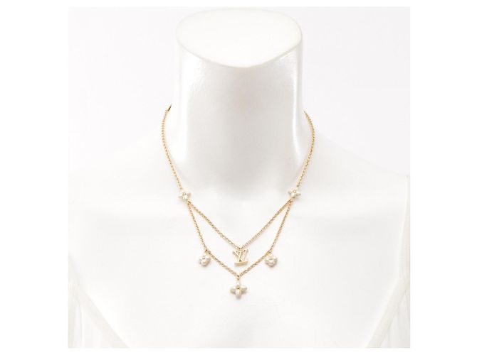 Colar Louis Vuitton LV Floragram Branco Dourado - vista 7