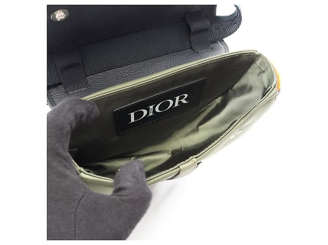 Bolsa Saddle Christian Dior Caqui Azul marinho - vista 3