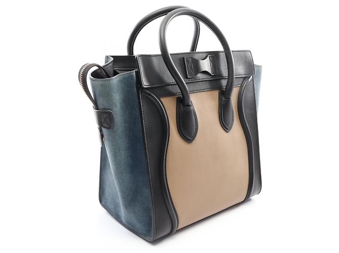 Céline  mala de mão Celine Luggage Mini Shopper Preto Azul Bege - vista 2